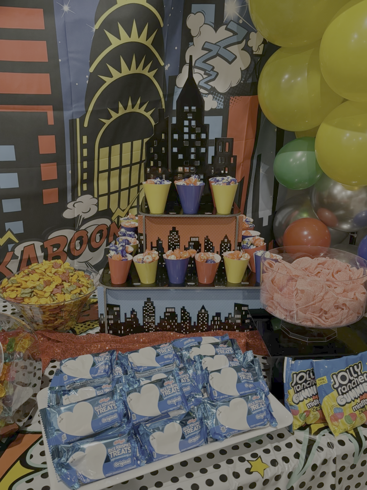 Superhero birthday treat table