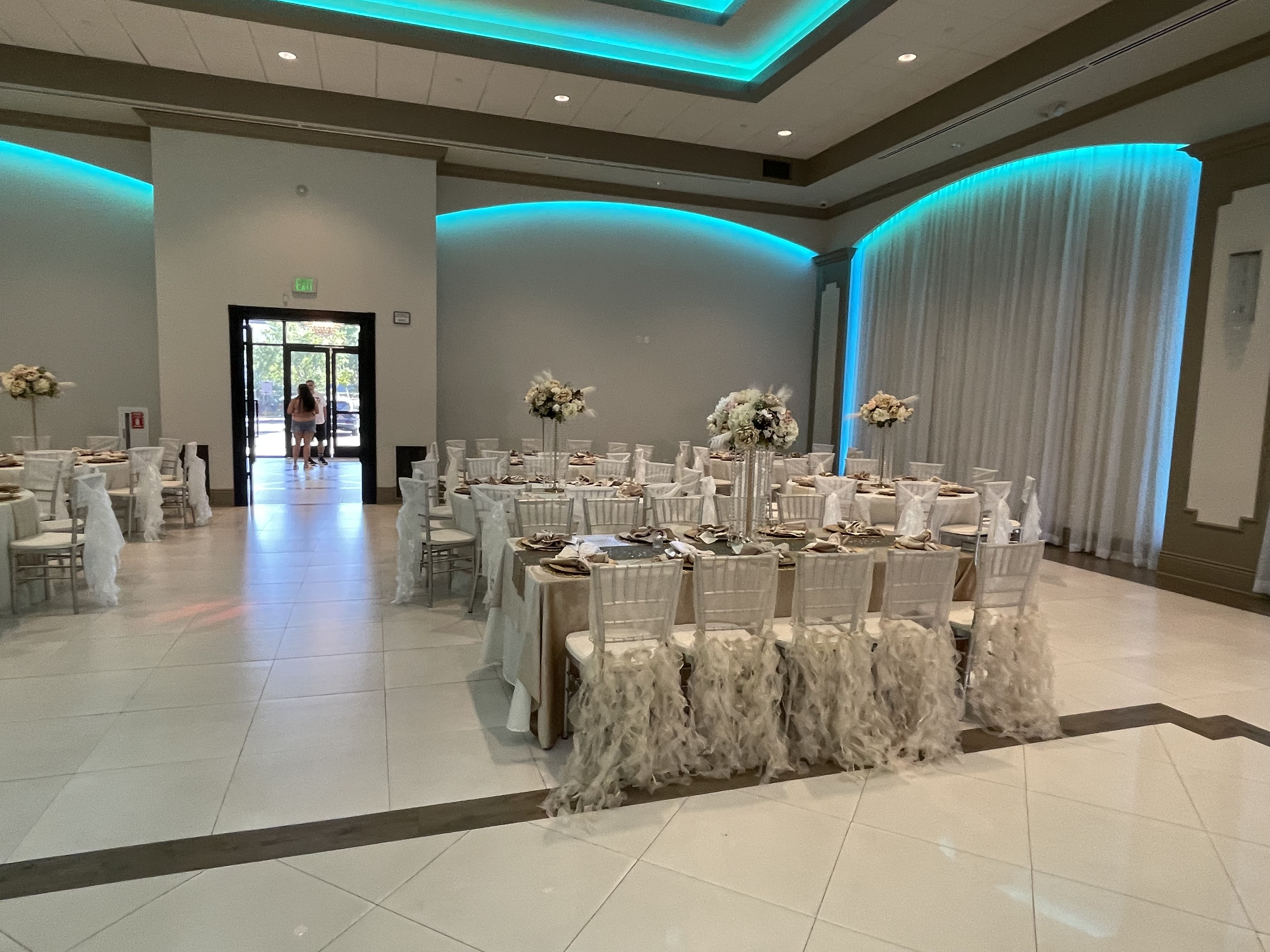 Wedding reception ballroom tables