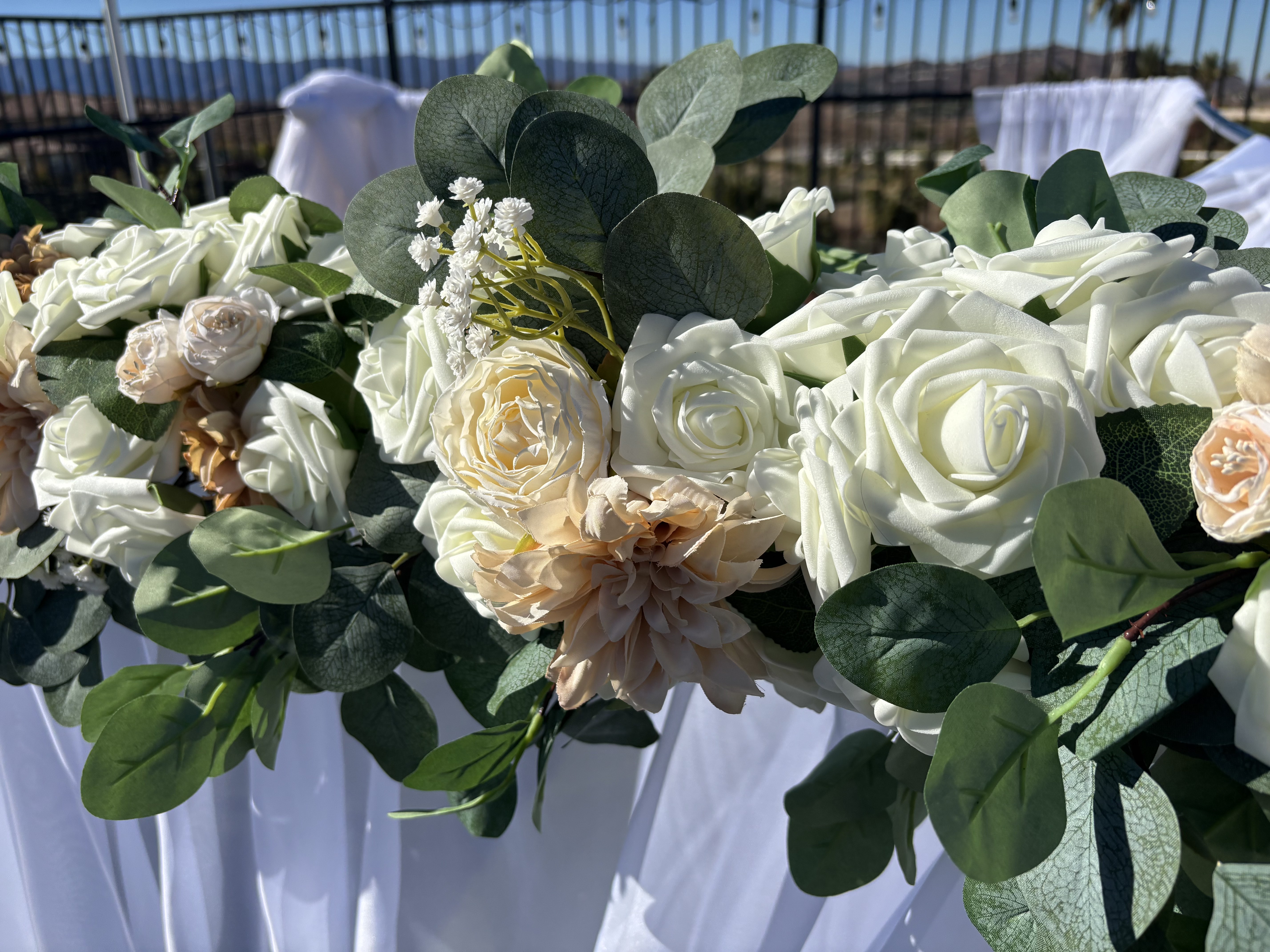 Wedding sweetheart table flowers